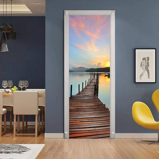 3D Door Stickers Murals - Peel and Stick - PIER - Wallpaper Self-Adhesive Decals - Removable PVC Waterproof Door Poster - Bedroom, Living Room - 37.4" x 78.7"-VerdiqueGarden