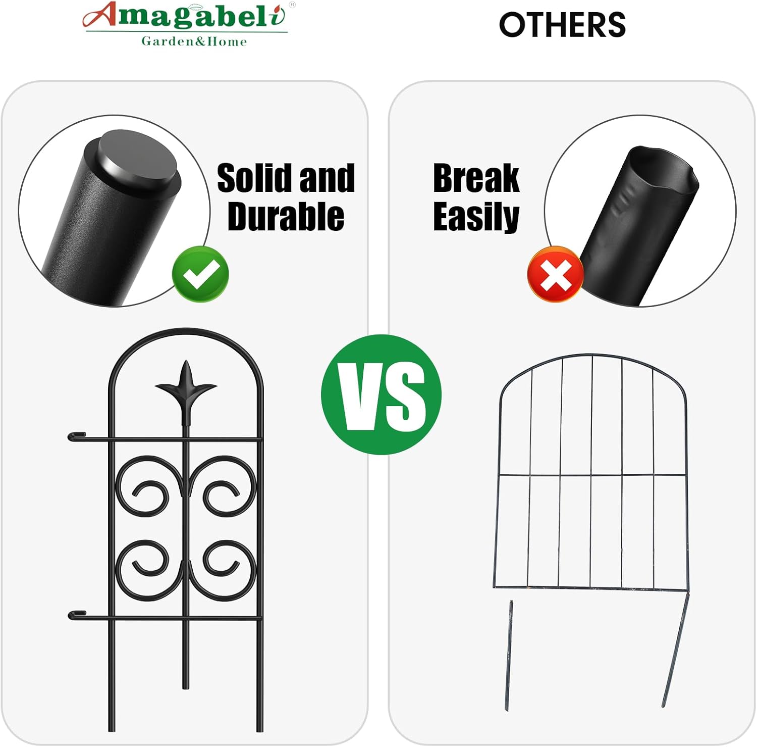 AMAGABELI GARDEN & HOME 8 Panels 32in(H)×10ft(L) Decorative Garden Fences and Borders for Dogs Pre-Linking Panels No Dig Garden Edging Border Fence for Animal Barrier Fencing for Flower Bed Yard Patio-VerdiqueGarden