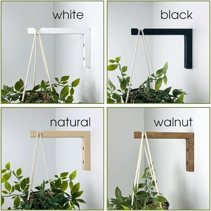2-Piece Set of Plant Hooks for Wall 6 Inch - L-Shaped Mounted Wooden Plant Hook - Indoor and Outdoor Bracket Plant Hanger for Planters, Lanterns, Bird Feeders and Plant Basket (Walnut)-VerdiqueGarden
