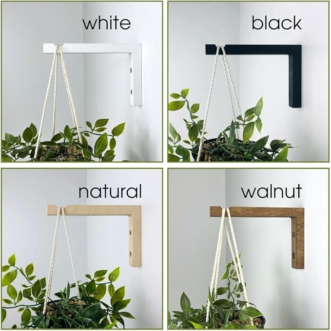 2-Piece Set of Plant Hooks for Wall 6 Inch - L-Shaped Mounted Wooden Plant Hook - Indoor and Outdoor Bracket Plant Hanger for Planters, Lanterns, Bird Feeders and Plant Basket (Natural)-VerdiqueGarden