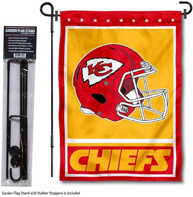 WinCraft Kansas City Chiefs Football Garden Flag and Pole Stand Holder-VerdiqueGarden