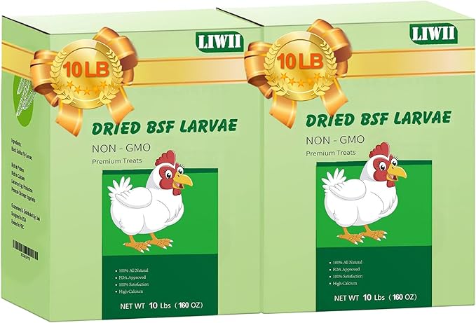 20LB Dried Black Soldier Fly Larvae, 86X Calcium Than Dried Mealworms, High Protein Non-GMO Organic Chicken Feed-VerdiqueGarden