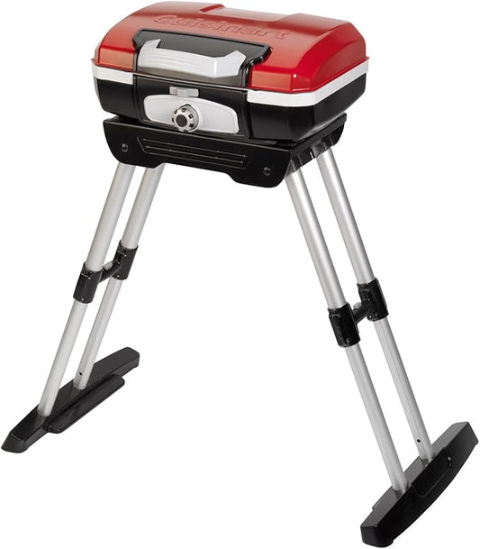 Cuisinart Petite Gourmet Portable Gas Grill with VersaStand, Compact Portable Grill Propane, 150 Sq. In. Cooking Surface, 5,500 BTU Burner Small Gas Grills for Camping, BBQ, Adjustable Base, Handles-VerdiqueGarden