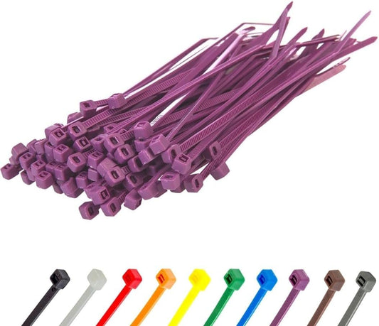 GTSE 4 Inch Purple Zip Ties, 100 Pack, 18lb Strength, UV Resistant Nylon Small Cable Ties, Self-Locking 4" Tie Wraps-VerdiqueGarden