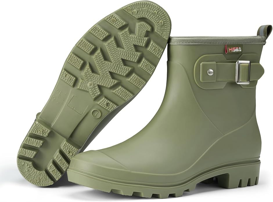 HISEA Women's Ankle Rain Boots Waterproof, Fashion Short Garden Shoes Anti-slip for Women with Comfortable Insole-VerdiqueGarden