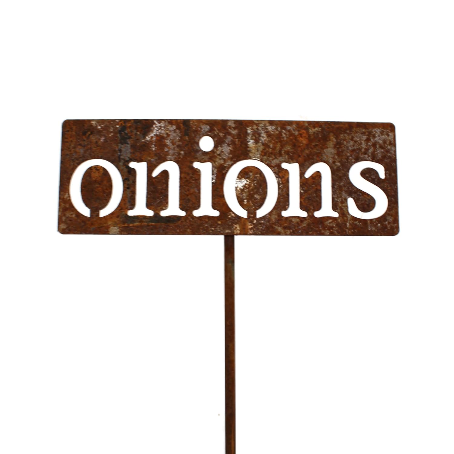 Classic Metal Garden Markers 19 Inches Tall (onions, Naturally Rusted)-VerdiqueGarden