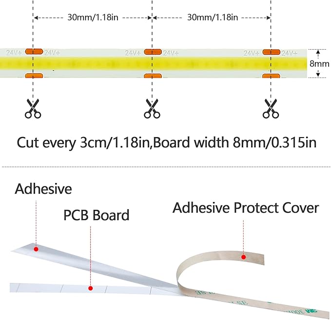 15M/49.2ft 24V COB LED Strip Light Waterproof IP65 Natural White 4000K Uniform Glow 5760LEDs CRI 93+ Flexible LED Tape Lights for DIY Cabinet Bedroom Kitchen Home Decor(No Power Supply)-VerdiqueGarden