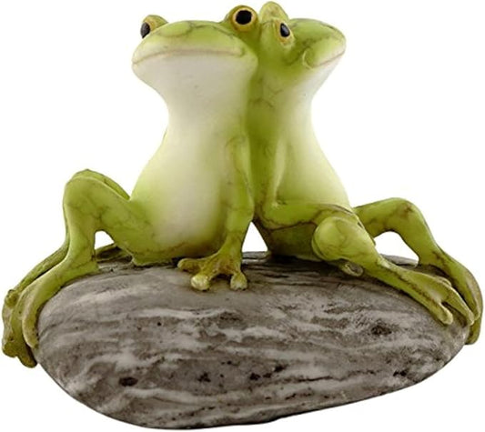 Top Collection Miniature Fairy Garden and Terrarium Statue, Frog Friends on Stone-VerdiqueGarden