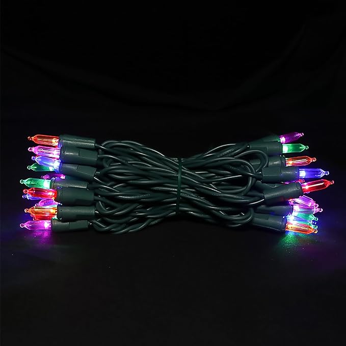Multicolor LED Christmas Lights - 35 Count Multi-Colored Christmas String Lights for Small Tree, Crafts, Holiday, Indoor/Outdoor Decorations, 11 Feet Green Wire, UL Certified, Connectable-VerdiqueGarden