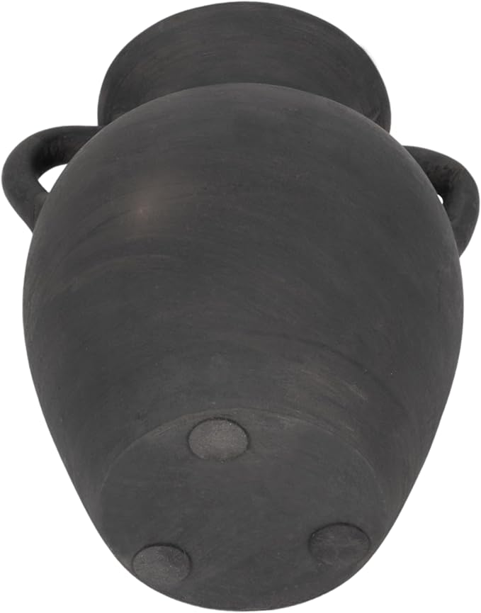 Sagebrook Home Black Boho Terracotta Vase - Amphora-Style Decorative Flower Holder for Home, Office & Living Room - 9" Black-VerdiqueGarden