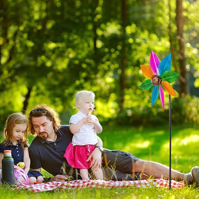 DREAMYSOUL Colorful Wind Spinner 38Inches, Metal Garden Pinwheels for Yard and Garden, Decorative Wind Spinners for Outdoor Patio Yard Lawn-VerdiqueGarden