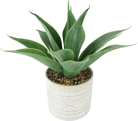 Artificial Potted Plants, 13.8" Artificial Succulent Fake Aloe, Large Faux Aloe Plant in Pot for Home Office Room Badroom Garden Decor (Grey)-VerdiqueGarden