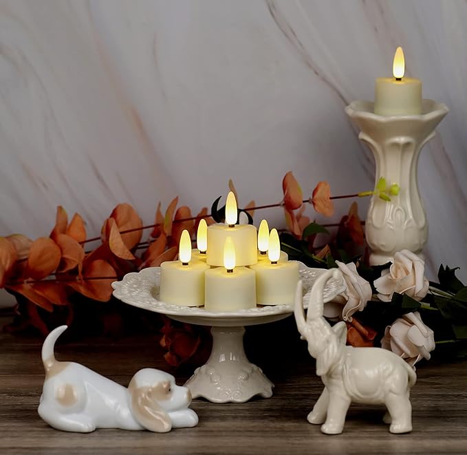 12 PCS 3D Wick Rechargeable Flameless Tealight Candles with Remote and Timer, Battery Operated Flickering LED Tea Lights, Durable & Lovely Fake Tea Candles, Ideal for Pumpkin/Bar/Party Decor-VerdiqueGarden