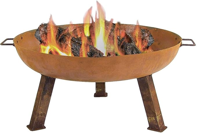 Sunnydaze 30-Inch Cast Iron Heavy-Duty Fire Pit for Outside - Wood-Burning Outdoor Fire Pit Bowl with Handles - Oxidized Finish-VerdiqueGarden