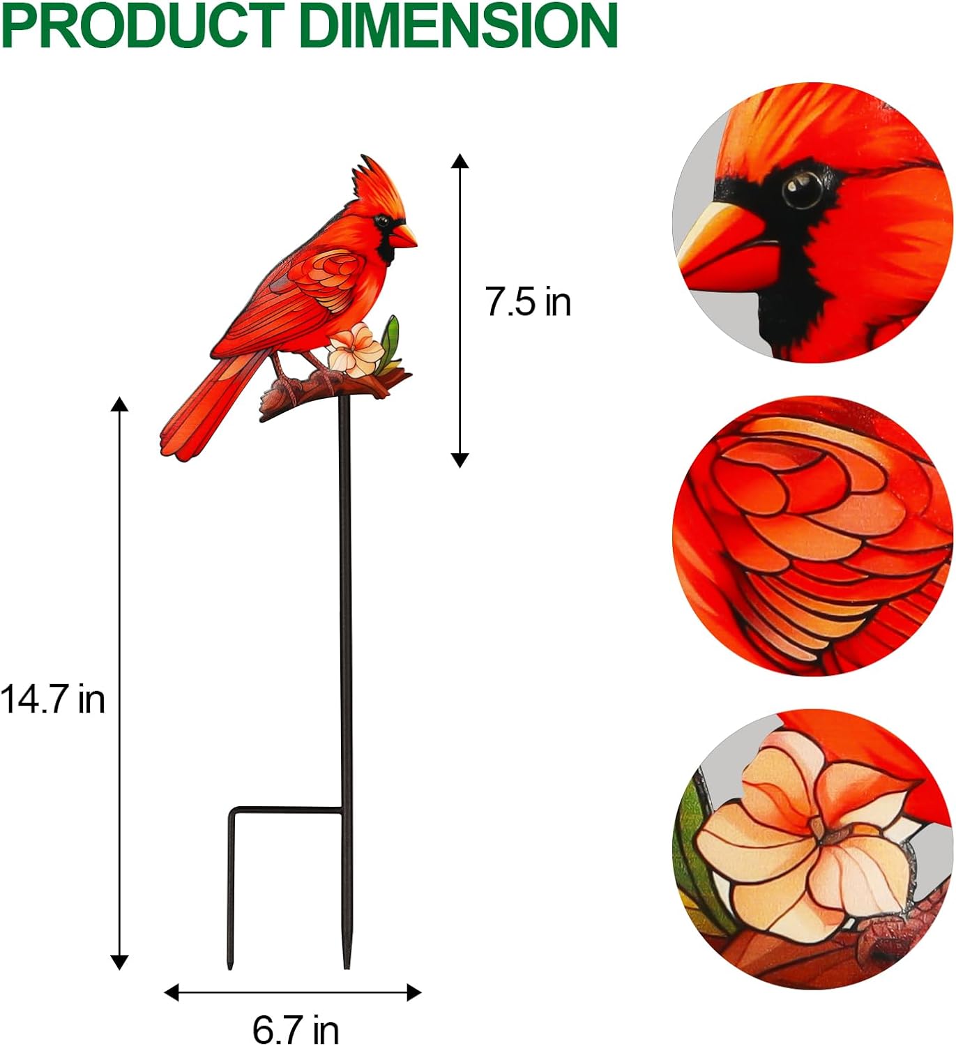 Decorative Garden Stakes with Cardinal Design Metal Yard Decorations for Outside, Patio, Outdoor Decor, Garden, Lawn Ornaments Gifts for Women Mom and Grandma-VerdiqueGarden