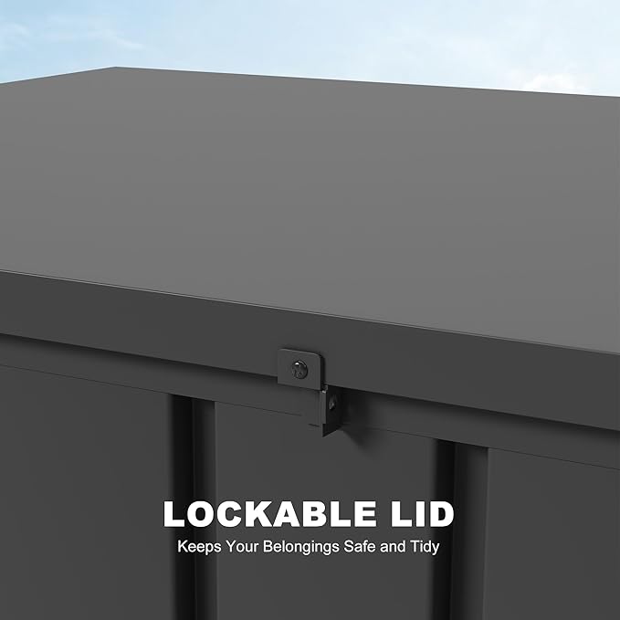 PURPLE LEAF Outdoor Deck Box 160 Gallon Waterproof Lockable Storage Box Container with Lid Deck Organization for Patio Cushions Side Table Pool Accessories Garden Tools, Gray-VerdiqueGarden