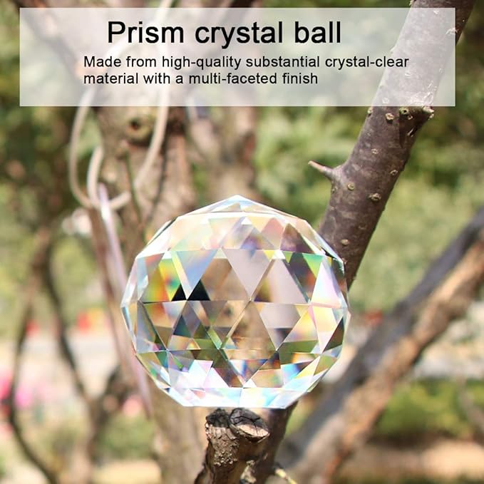 Clear Crystal Ball Prism Window Rainbow Maker Window Prisms Suncatcher for Feng Shui, (60mm /2.4inch)-VerdiqueGarden