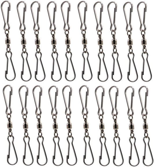 LGEGE 20PCS Smooth Spinning Dual Clip Swivels Wind Spinner Hangers Spiral Tails Twisters Wind Socks, for spinning windsocks and any kites, flower pots, plants, bird feeders, solar lights, flags-VerdiqueGarden