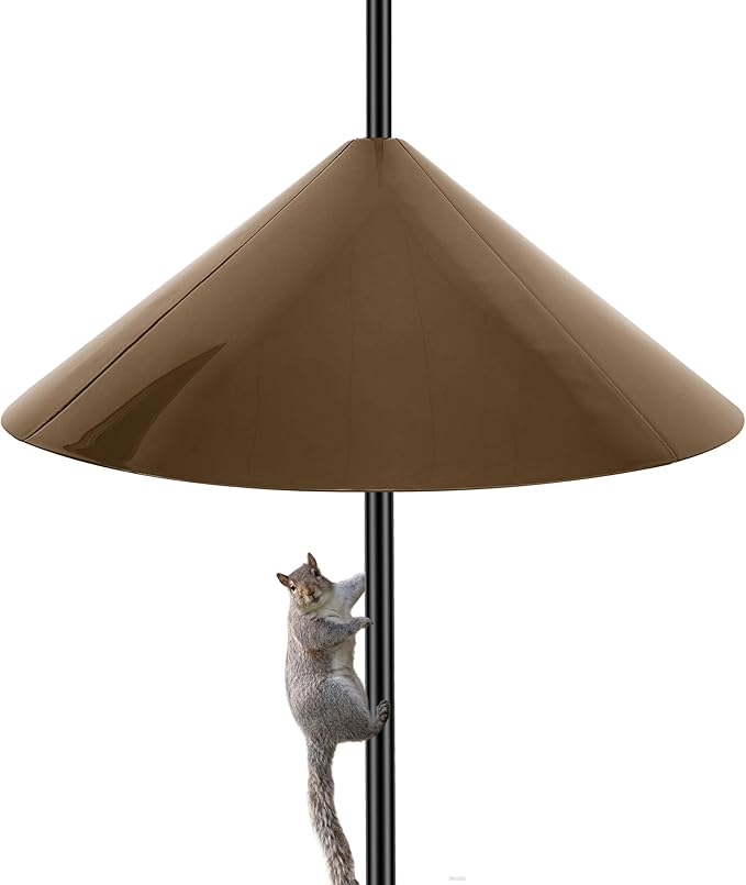 Squirrel Baffle for Bird Feeder Pole, 19-Inch Outdoor Bird Feeder Guard, Squirrel-Proof Birdhouse Baffles, Shepherd's Hook for Outside(Brown)-VerdiqueGarden