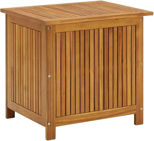 vidaXL Wooden Deck Box - Outdoor Teak Storage Chest, Ideal for Patio Furniture Cushions, Pool Accessories, Garden Tools - Water-Resistant Bag Inside - 23.6''x19.7''x22.8'', Solid Acacia Wood-VerdiqueGarden