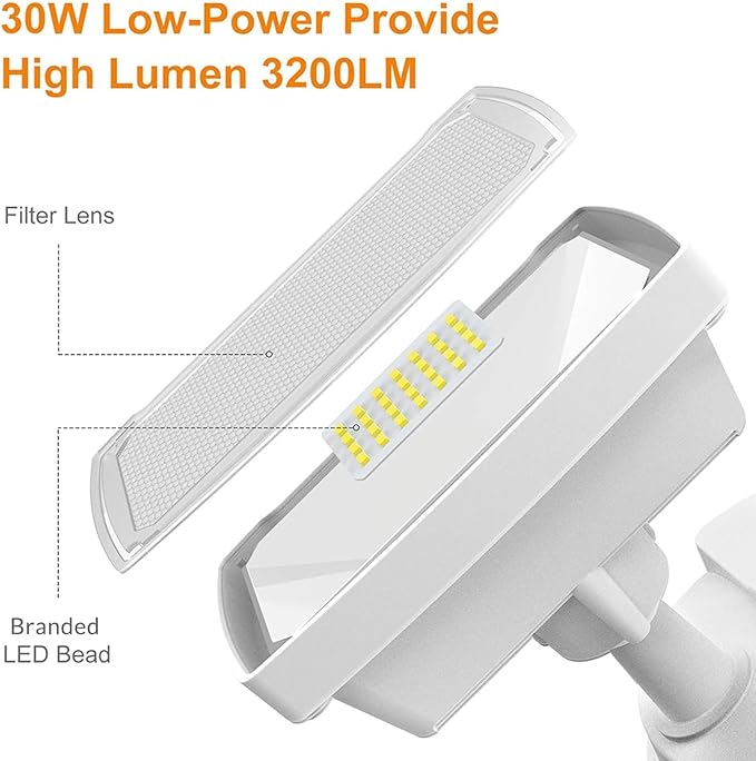 LEPOWER LED Motion Sensor Security Lights Outdoor, 30W 3200LM, 5500K, IP65 Waterproof, 2 Head Motion Detector Flood Light for Garage, Yard, Porch, White (NOT Solar Powered)-VerdiqueGarden