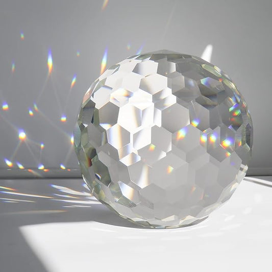 Clear Crystal Suncatcher Ball Prism Glass Sphere Faceted Gazing Ball Rainbow Maker Window Prisms Suncatcher for Window, Sun Catcher(150mm/5.91inch)-VerdiqueGarden