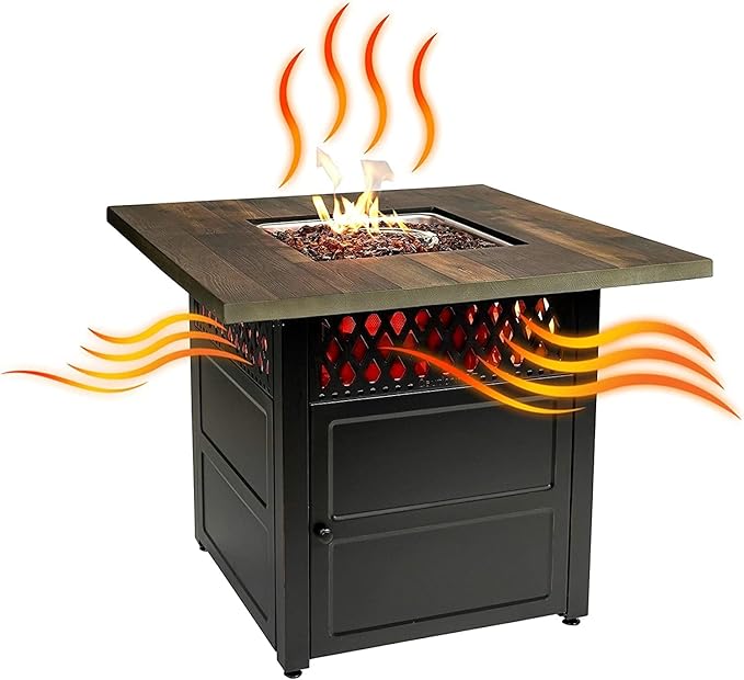 DualHeat by Endless Summer, The Harris, 38" Square Propane Gas Outdoor Fire Pit/Patio Heater-VerdiqueGarden