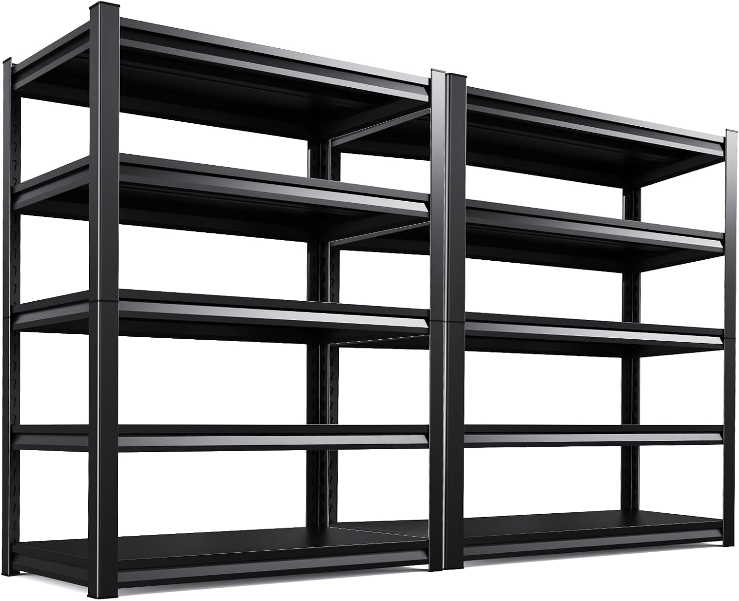 Garage Shelving 3000lb Heavy Duty Shelving Adjustable Metal Shelvings Garage Storage Shelves 5 Tier Utility Shelvin Unit Metal Shelf Rack for Basement Industrial Black 45.7''W×19.7''D×81''H,2 Pack-VerdiqueGarden