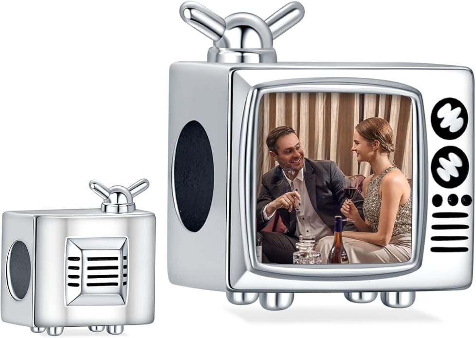 Annmors Personalized Photo Charm for Bracelet Necklaces,925 Sterling Silver Charm Love Heart Shaped Engraved Customize Picture Gift for Birthday Mother's Day Christmas,Bead Charms Jewelry for Women