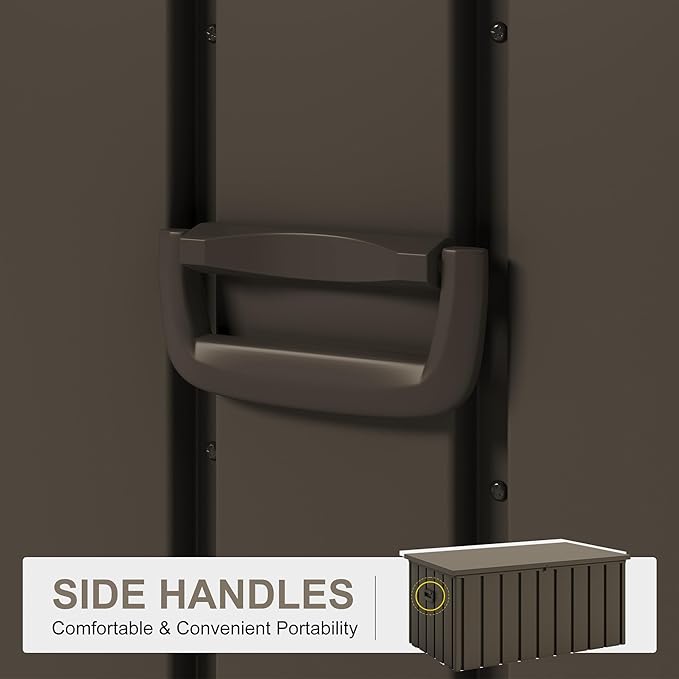 PURPLE LEAF Outdoor Deck Box 150 Gallon Waterproof Lockable Storage Box Container with Lid Deck Organization for Patio Cushions Side Table Pool Accessories Garden Tools, Brown-VerdiqueGarden