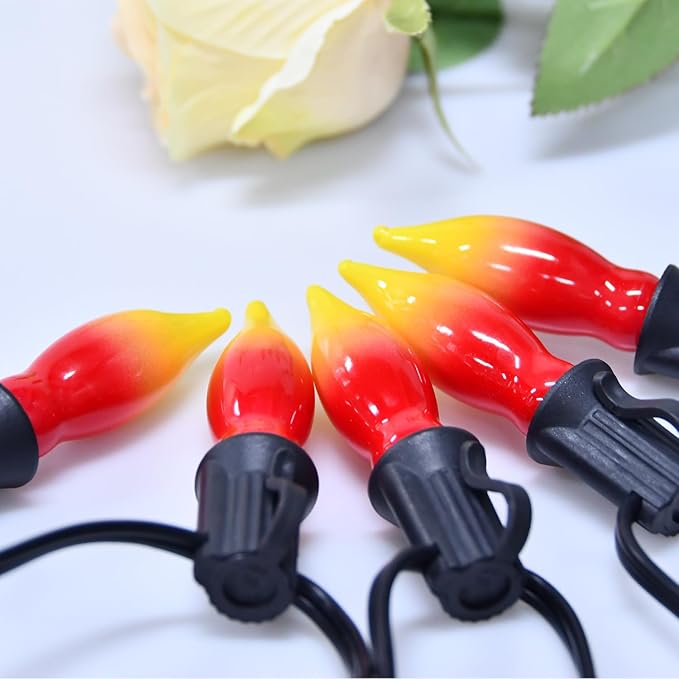 12 Pack C7 Replacement Bulbs E12 Candelabra Bulb - Red Yellow Incandescent Light Bulbs, Perfect as Halloween Christmas Light Bulbs, Candle Light Bulbs, 7 Watt, E12 Base-VerdiqueGarden