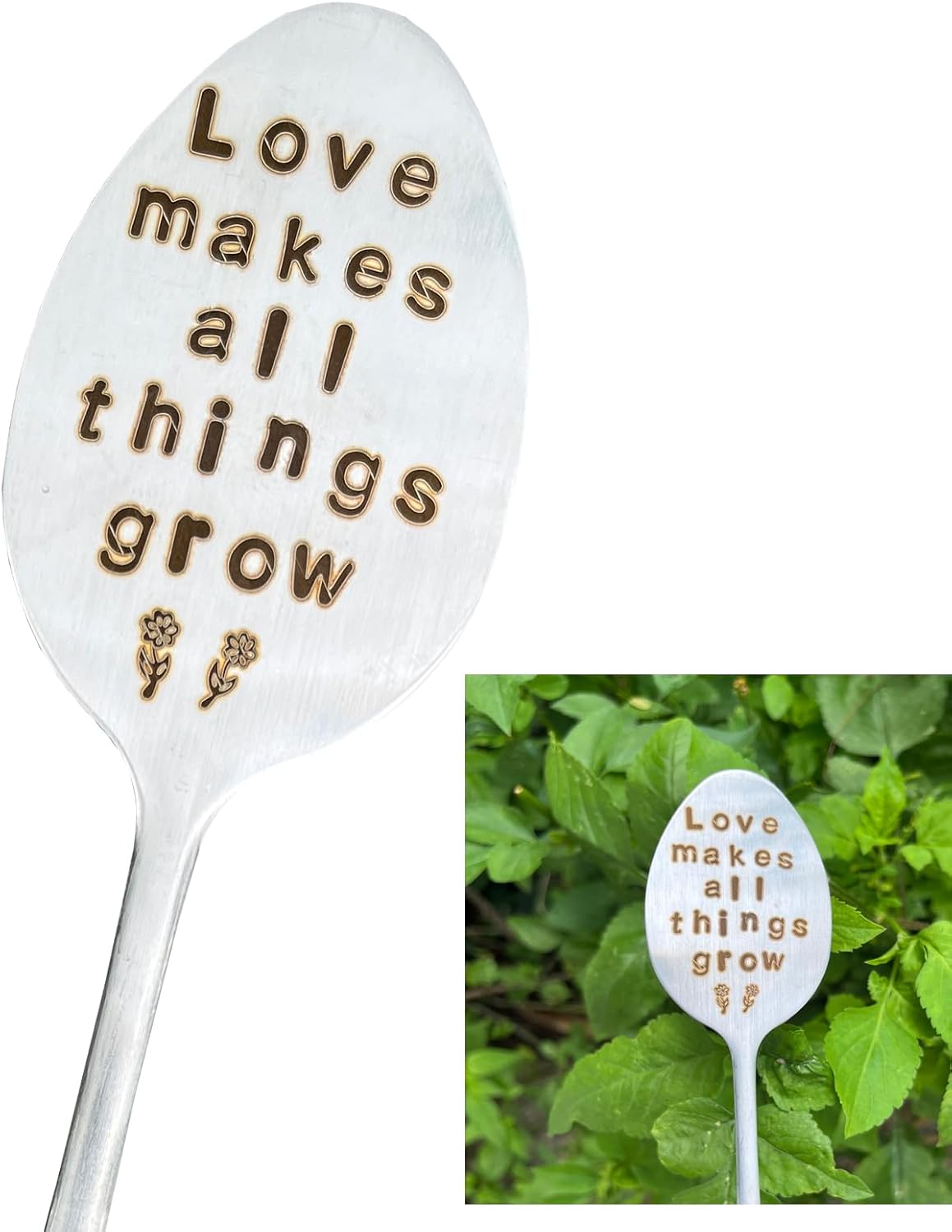 Garden Plant Marker Friendship Gift for Women Gardeners, Plant Stake Label Sign Tag Gardening Gifts for Woman Plant Lovers, Metal Garden Decoration (All Things Grow), Silver-VerdiqueGarden