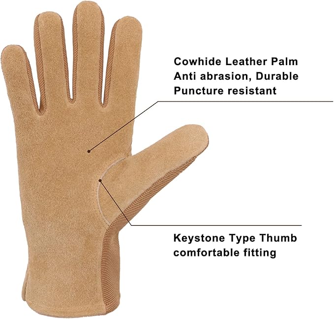 HLDD HANDLANDY Work Gloves for Women and Ladies, Leather Gardening Gloves Flexible Mechanic Working Gloves-VerdiqueGarden