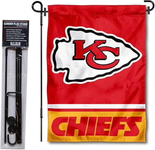 WinCraft Kansas City Chiefs Garden Flag with Stand Holder-VerdiqueGarden