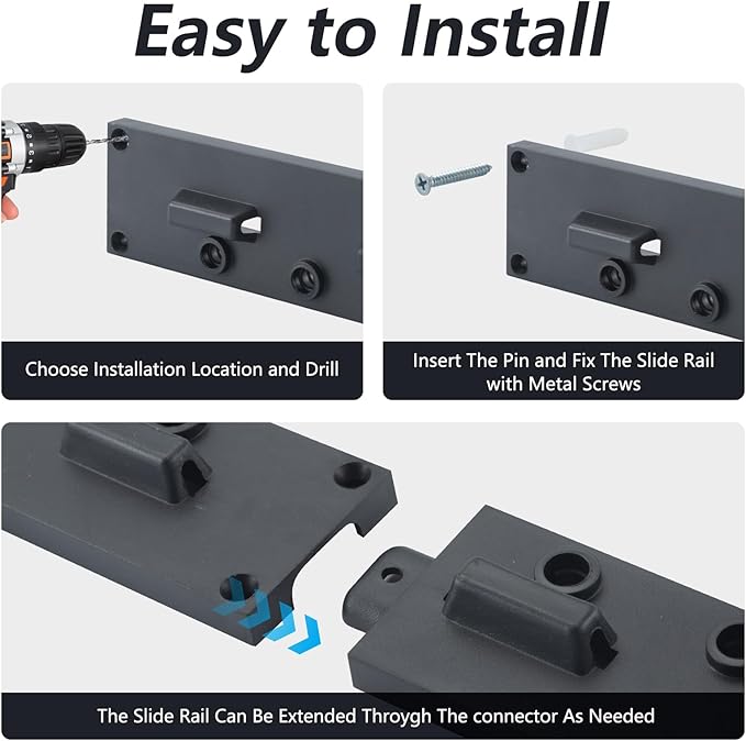 WellMade 64'' Adjustable Garden Tool Organizer, Garage Storage System with Hooks, Wall Mount Tool Organization Rack, Black-VerdiqueGarden