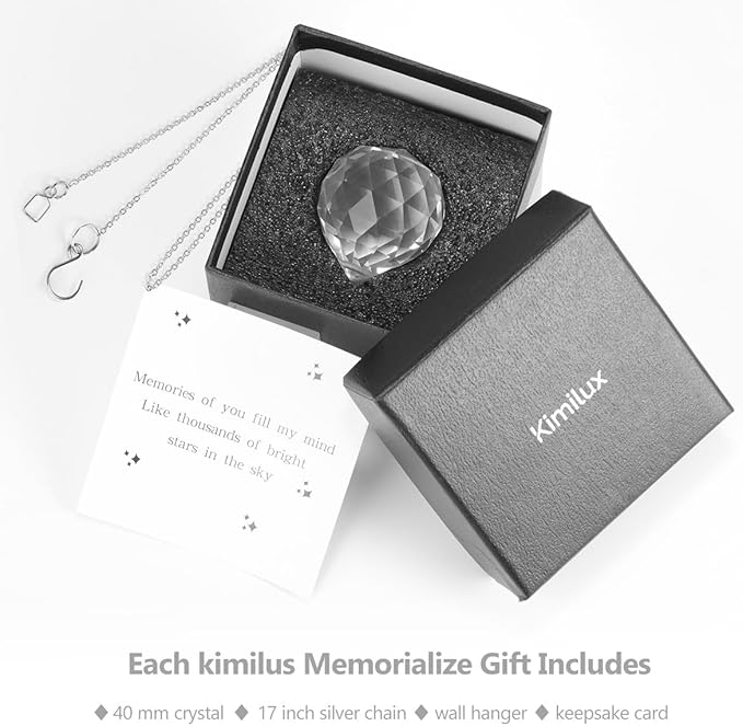 Modern Grief Gift Memorial Gift for Loss of Loved One, Loss of Father, Loss of Mother Remembrance Gifts 40 mm Crystal Ball Rainbow Maker Best for Daily Remembrance-VerdiqueGarden