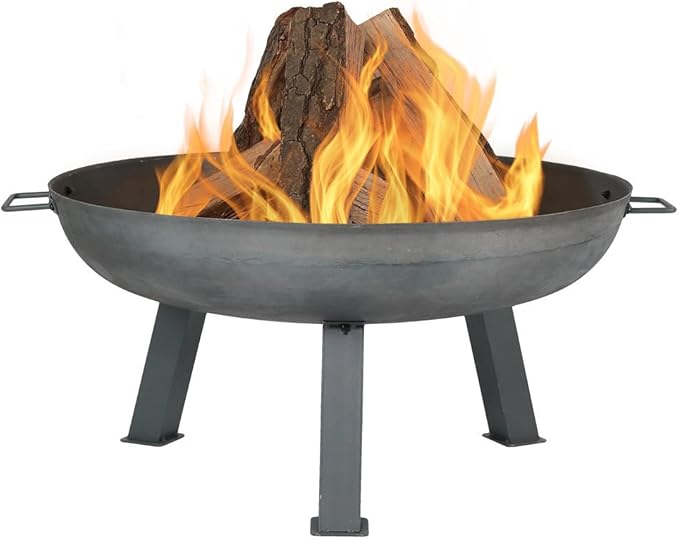 Sunnydaze 30-Inch Cast Iron Heavy-Duty Fire Pit for Outside - Wood-Burning Outdoor Fire Pit Bowl with Handles - Steel Finish-VerdiqueGarden