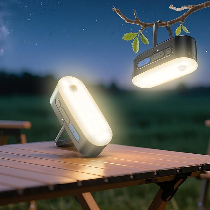 Motion Sensor Camping Lights,Rechargeable Camping Lantern, Portable Hanging Tent Lights,IPX5 Waterproof Emergency Light for Outdoor,SOS Mode Hurricane Power Outages,Magnet Work Light,2 Pack-VerdiqueGarden