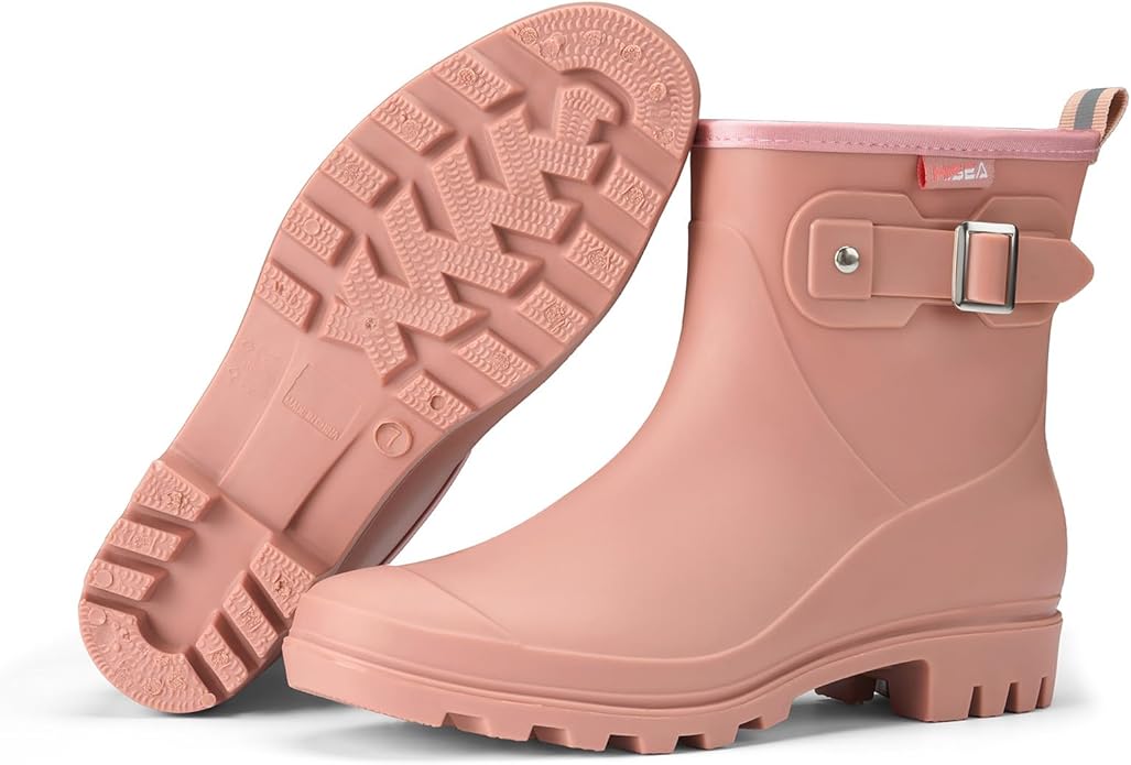 HISEA Women's Ankle Rain Boots Waterproof, Fashion Short Garden Shoes Anti-slip for Women with Comfortable Insole-VerdiqueGarden