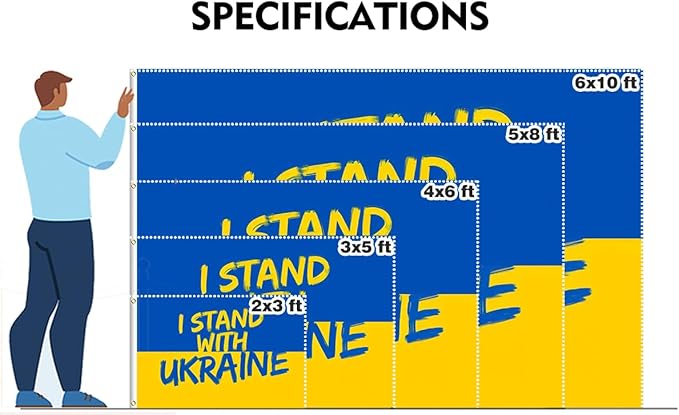 I Stand with Ukraine Flag 5x8FT Ukrainian National Polyester Banner With 2 Grommets Fade Resistant Vivid Color For Patriotic Festival Events Party Decoration-VerdiqueGarden