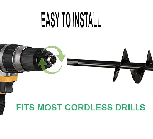 Auger Drill Bit for Planting 2x32'' - with Extension - Spiral Hole Planter for Bulbs, Fence Posts, and Umbrella Holes - 3/8'' Hex Drive Drill- Gardening Hole Digger Yard Tools-VerdiqueGarden