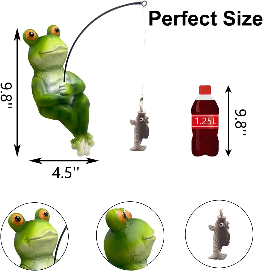 Frog Fishing Statue Garden Decor – 9.8" Weatherproof Resin Frog Fishing Sculpture Decor for Fish Ponds, Koi Ponds, Waterfalls, Poolside & Outdoor Gardens– Resin Figurine for Indoor & Outdoor Décor-VerdiqueGarden