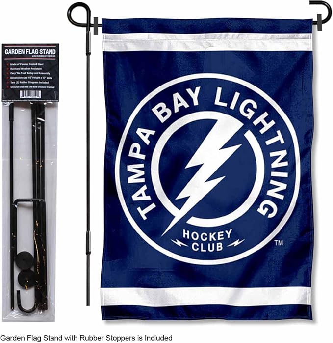 WinCraft Tampa Bay Lightning Circle Logo Garden Flag and Pole Stand Holder-VerdiqueGarden