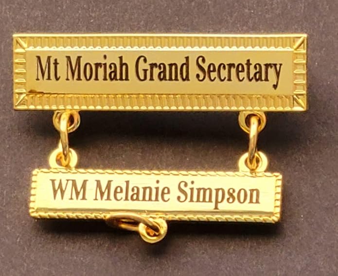 OES Eastern Star Engraved Jewel Nickel or 24K Gold Plated Brooch with choice of charm dangle