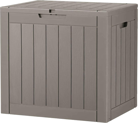 32 Gallon Deck Box Lockable Resin Indoor Outdoor Storage Box waterproof Outdoor Container for Patio Furniture, Pool Accessories, Cushions, Garden Tools, Sports Equipment-VerdiqueGarden