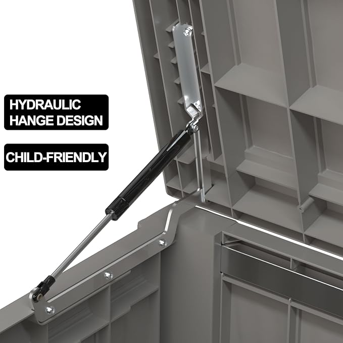 120 Gallon Deck Box,Resin Outdoor Storage Box with Lockable for Patio Furniture, Pool Accessories, Garden Tools Waterproof Outside Storage Box, Grey-VerdiqueGarden