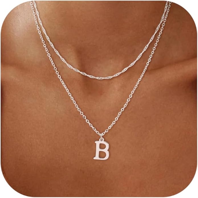 14K Gold Plated Initial Necklaces for Women Dainty Layered Letter Pendant Necklace Cute Choker Necklace Gift Trendy Stuff Personalized Jewelry Stack for Women Her