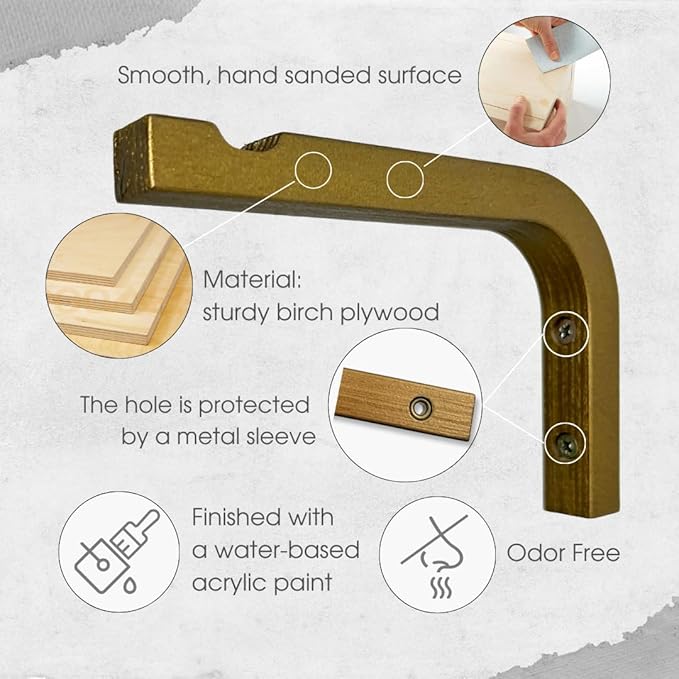 2-Piece Set of Plant Hooks for Wall 6 Inch - Mounted Wooden Plant Hook - Indoor and Outdoor Bracket Plant Hanger for Planters, Lanterns, Bird Feeders, Patio Decorations (Bronze)-VerdiqueGarden