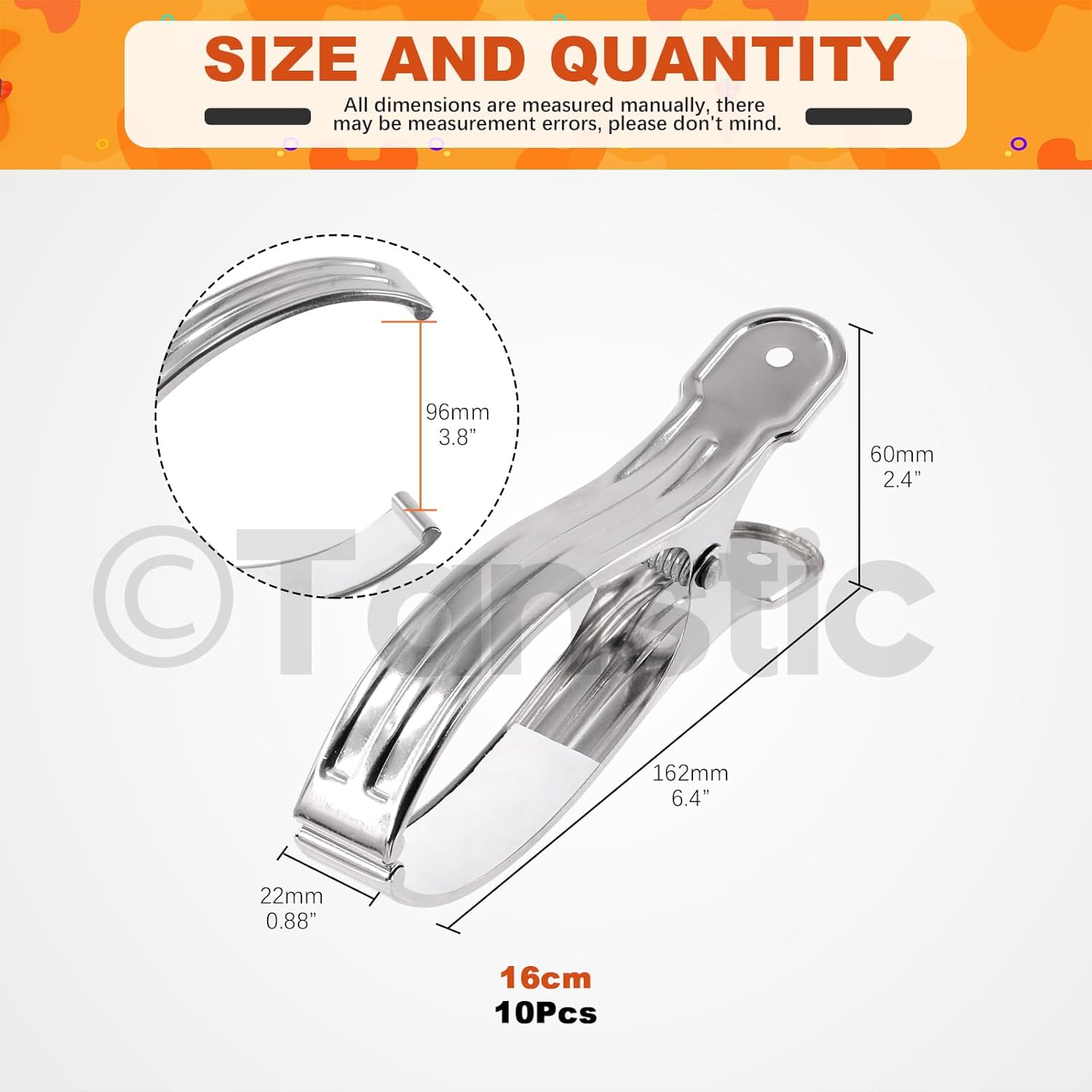 Tanstic 10pcs 6.3 Inch Stainless Steel Greenhouse Clamps Heavy Duty Garden Clips with Strong Grip and Large Open Mouth for Netting Holding-VerdiqueGarden