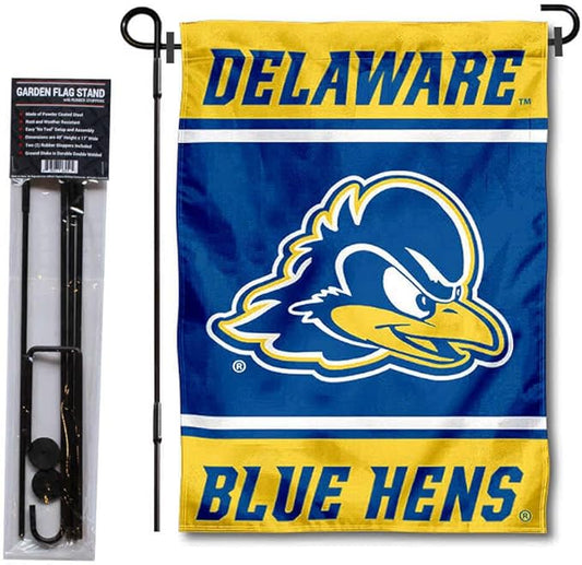 College Flags & Banners Co. Delaware Blue Hens Garden Flag with Stand Holder-VerdiqueGarden
